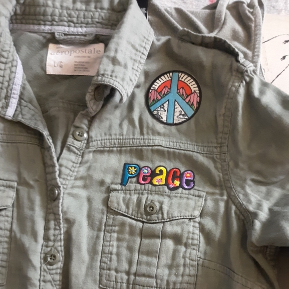 SOLD @MARKET! Boho hippie upcycled army greenish grey toned soft and gorg top! - Picture 9 of 9